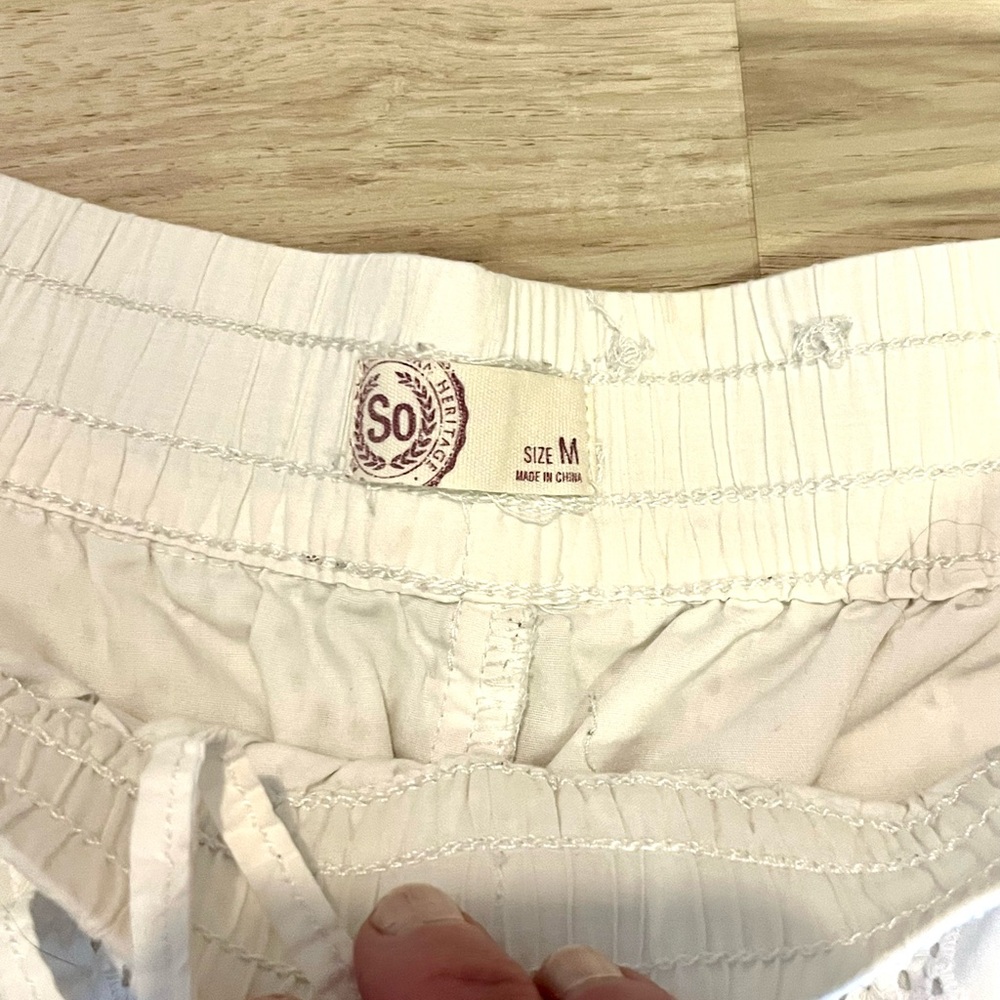 Heritage Women's White Eyelet Athletic Shorts - Picture 2 of 6